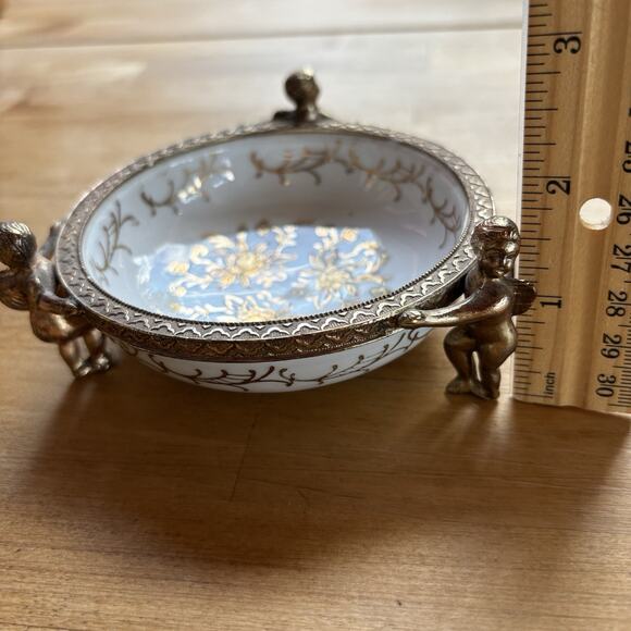 Vintage TAJ importing Co San Francisco Japan Candy Jewelry Dish Angel Stand - Picture 11 of 11